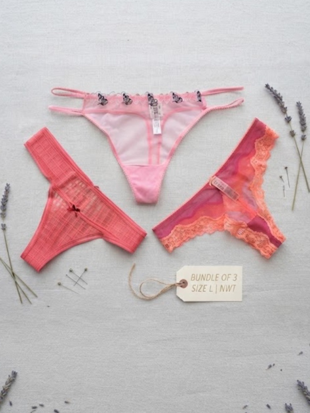 👚 2 for $38 👚 Victoria Secret 3pc Pink Panty Bundle